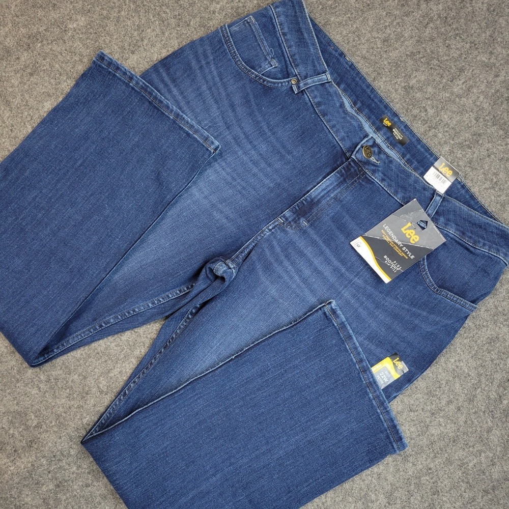Lee Jeans Womens Plus 22WP Blue Denim Soft‎ Stretch Mid Rise Regular Fit Bootcut